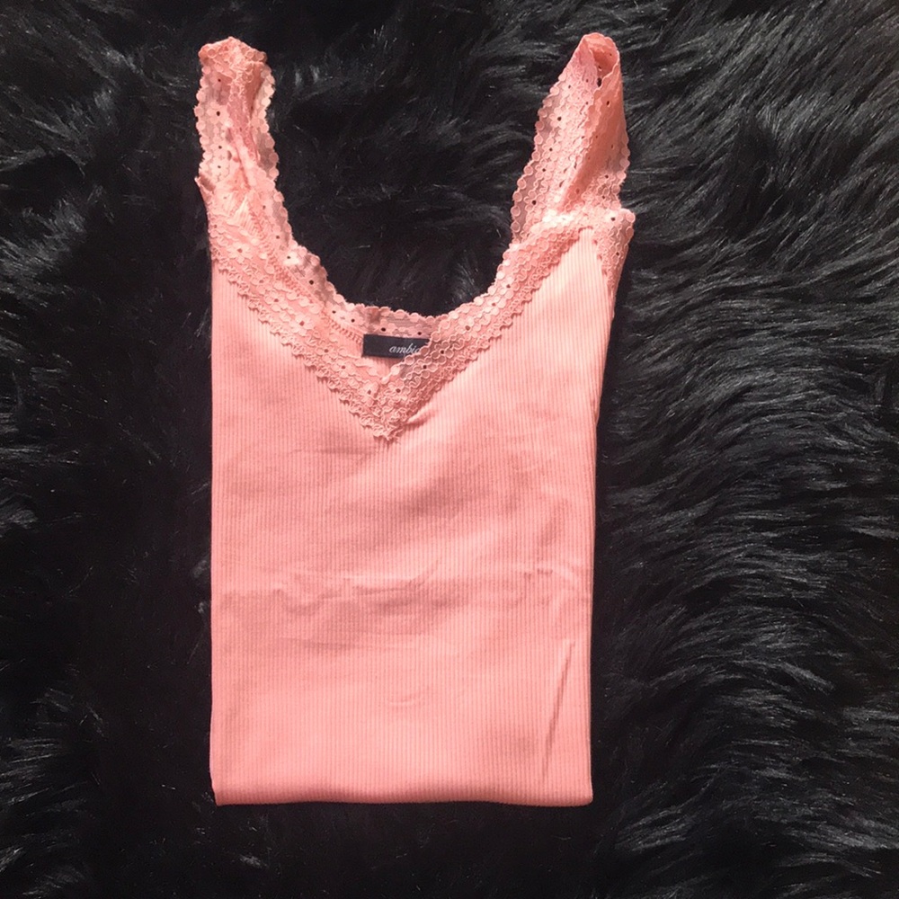 Ambiance lace trim basic ribbed tank!